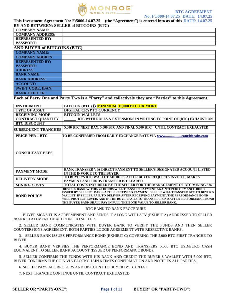 20250714-F - 5000 CONTRACT - BTC Vs FIAT 10-6 | PDF | Bitcoin | Banks