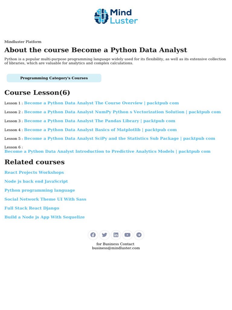 Become A Python Data Analyst Course Content | PDF