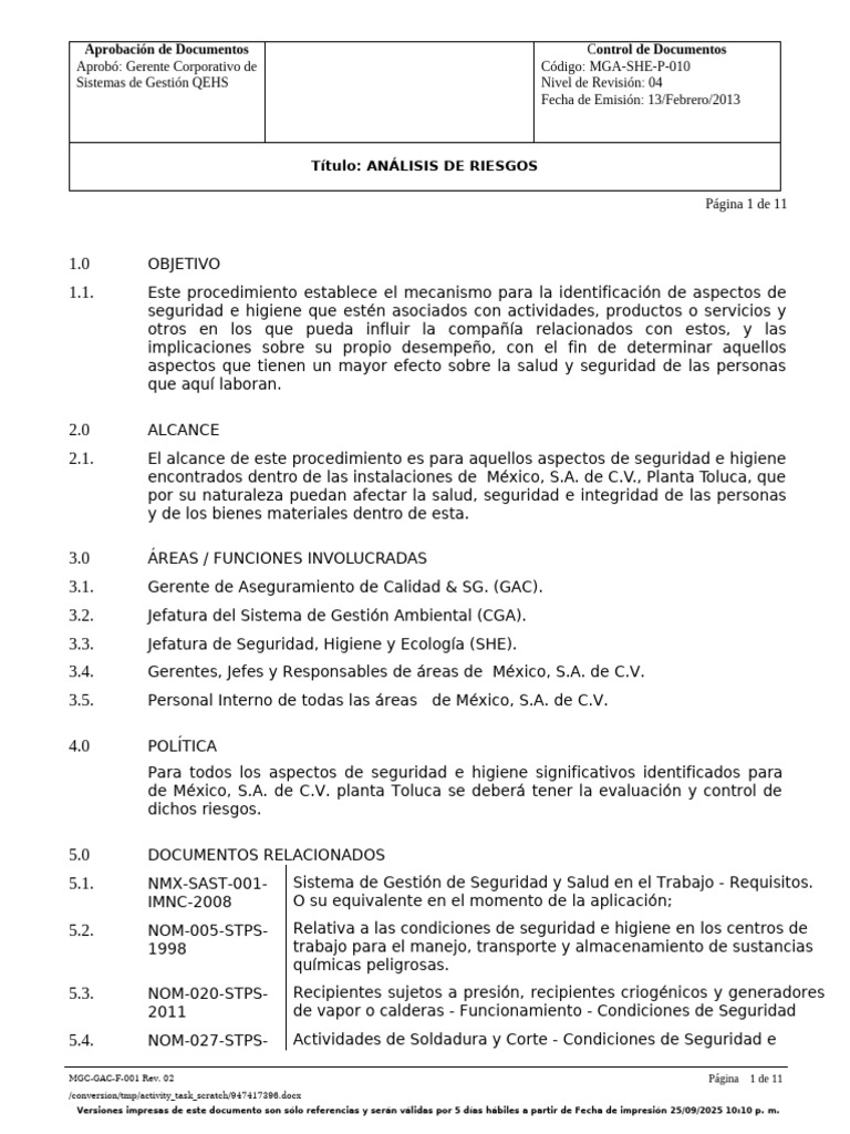 Análisis de Riesgos en Seguridad Laboral | PDF | Pesticida | Higiene ...