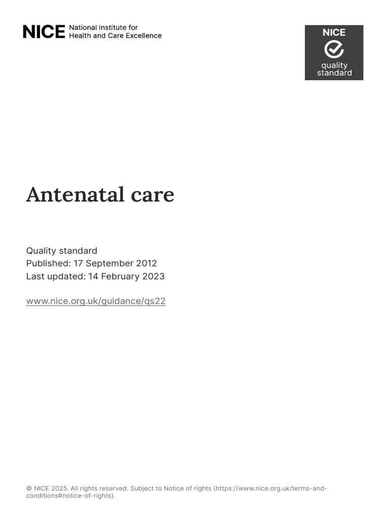 Antenatal Care Quality Standards 2023 | PDF | Maternal Death | Pregnancy