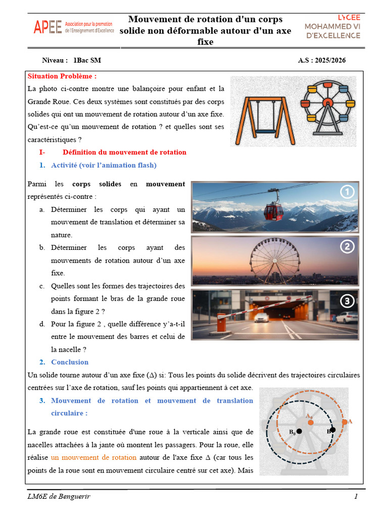 Mouvement de Rotation d'un Corps Solide | PDF | Mouvement de rotation ...