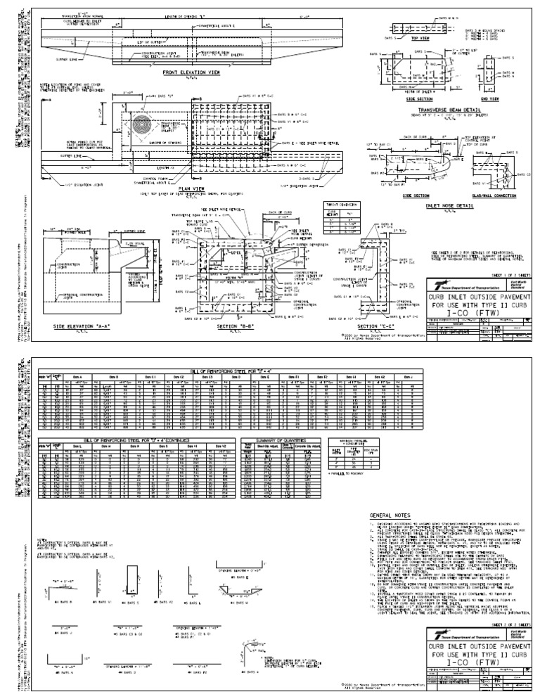 Texas Curb Inlet Design Standards | PDF