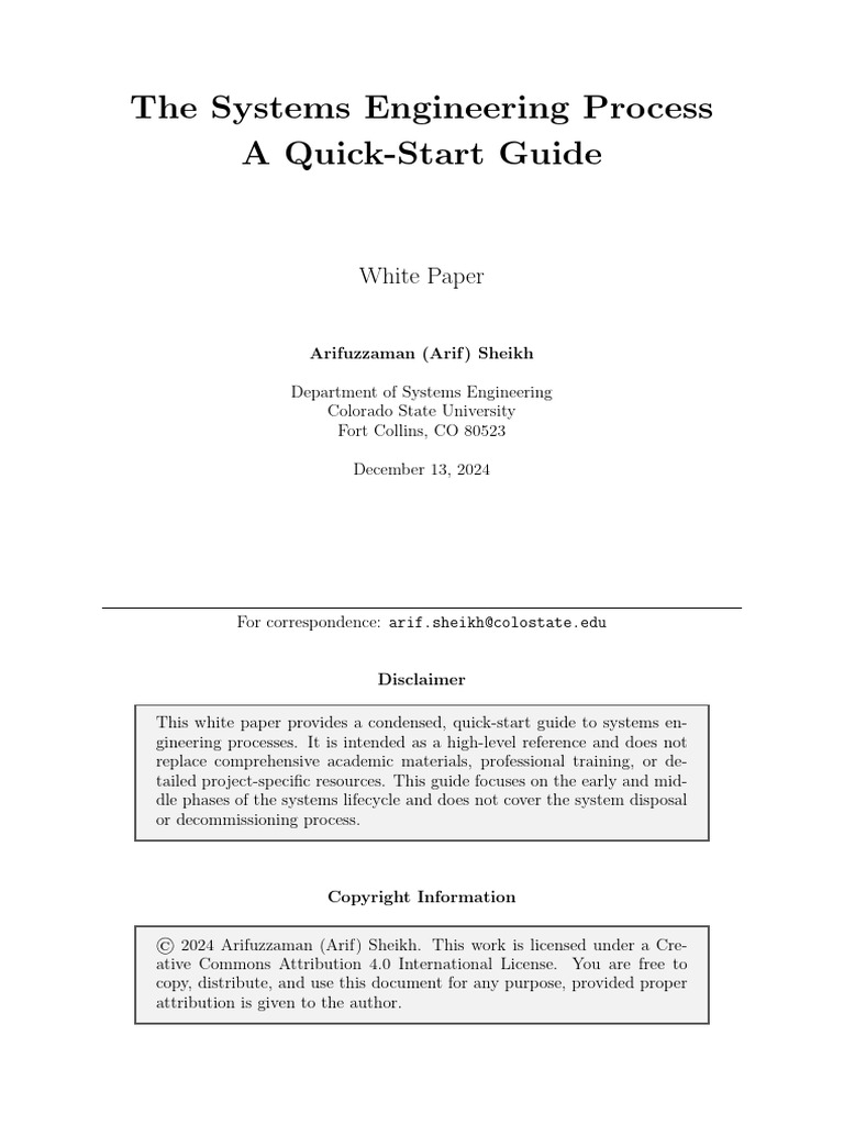 Quick-Start Guide to Systems Engineering | PDF | Systems Engineering ...