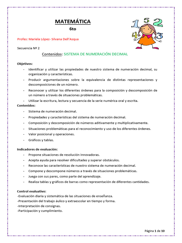 Sistema de Numeración Decimal en 6to | PDF | Decimal