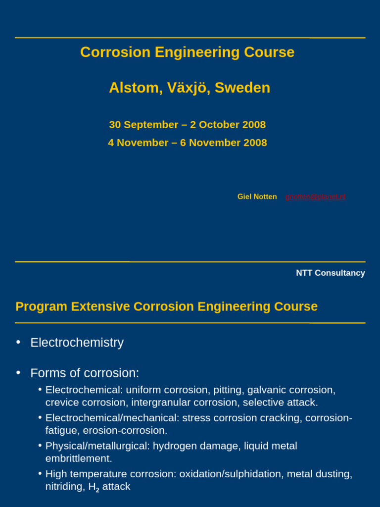 Corrosion Engineering Course Overview | PDF | Corrosion | Stainless Steel