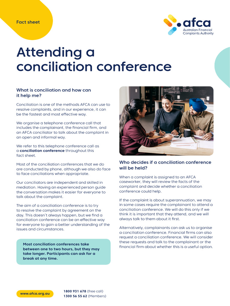 Conciliation Conference Guide AFCA | PDF | Mediation