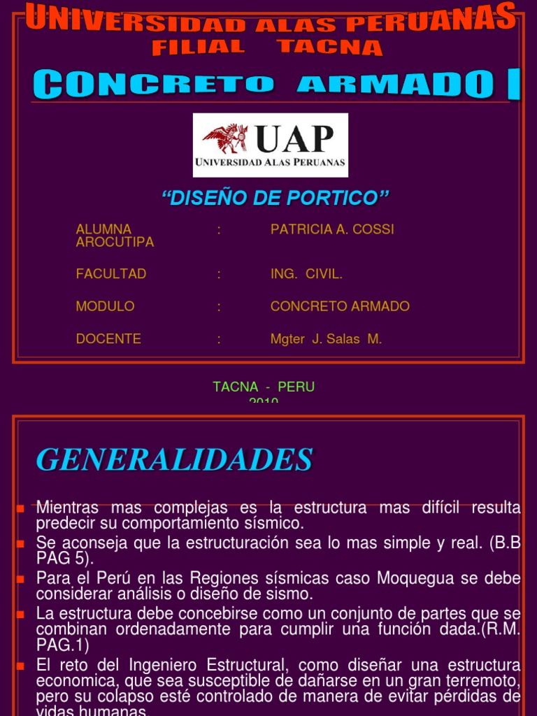 Diseño de Portico PDF Concreto reforzado Hormigón