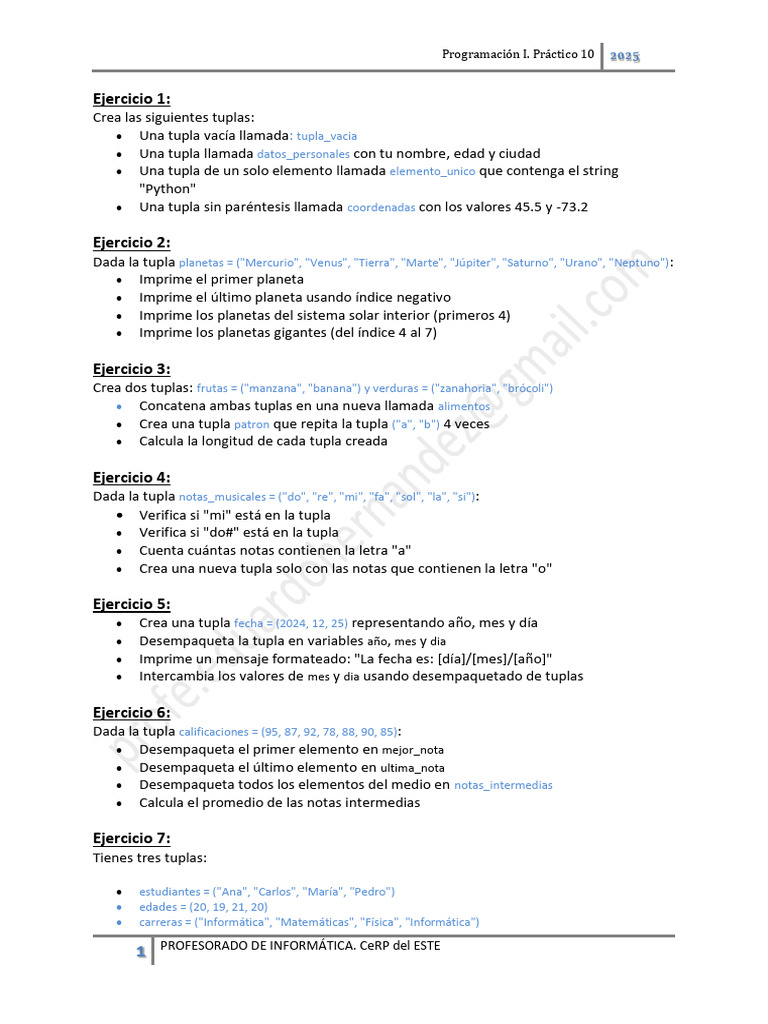 Ejercicios de Tuplas en Python 2025 | PDF | Planetas | Python (lenguaje ...