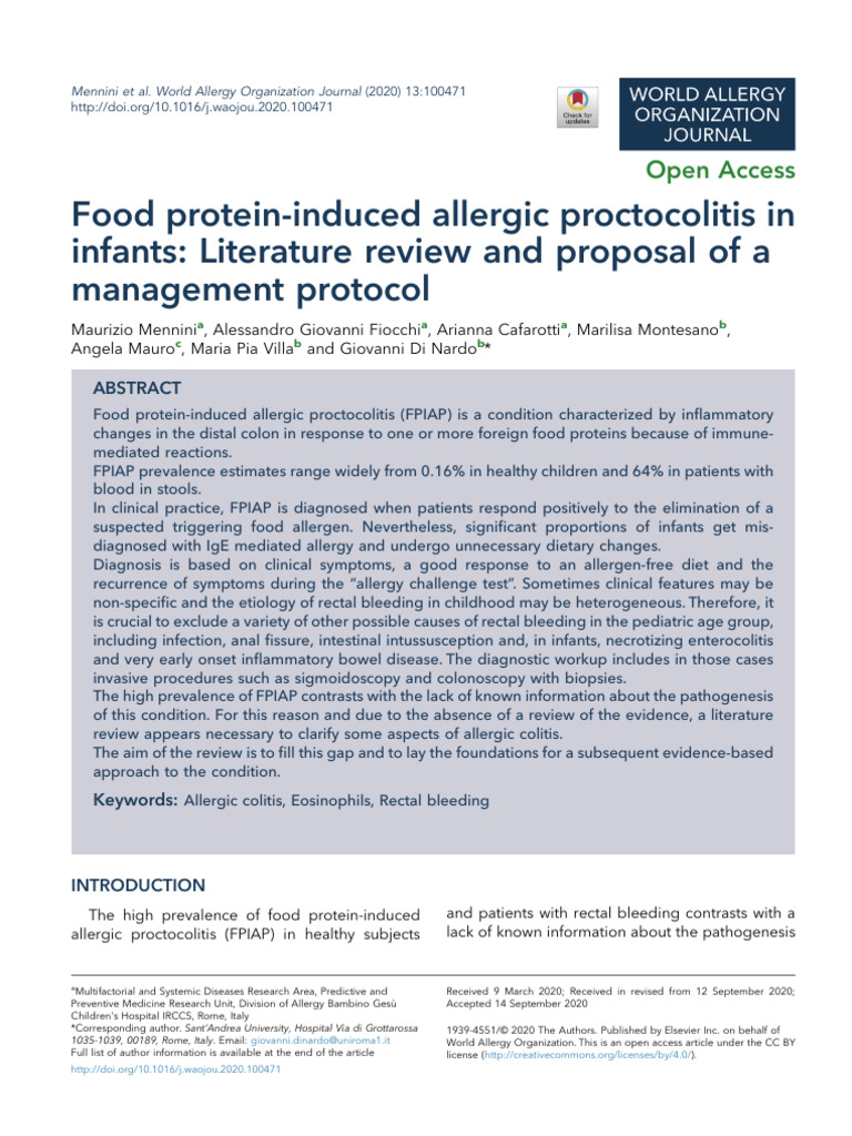 Food Protein Induced Allergic Proctocolitis in Inf | PDF | Allergy ...