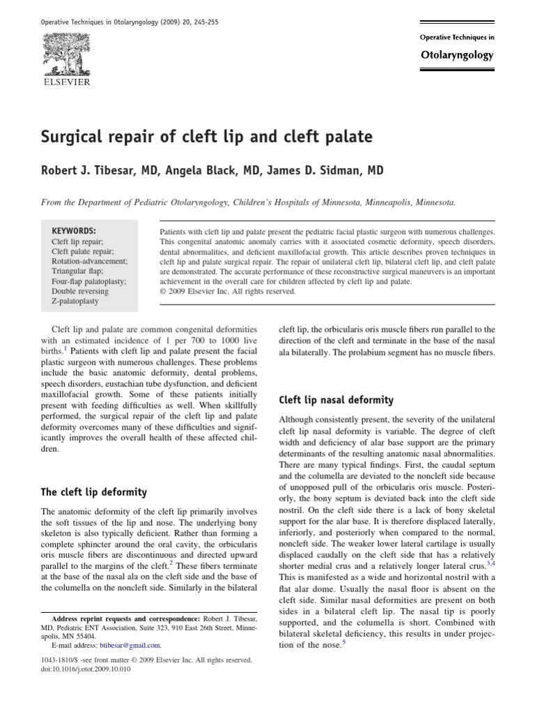 Cleft Lip and Palate Surgical Techniques | PDF | Human Nose | Lip