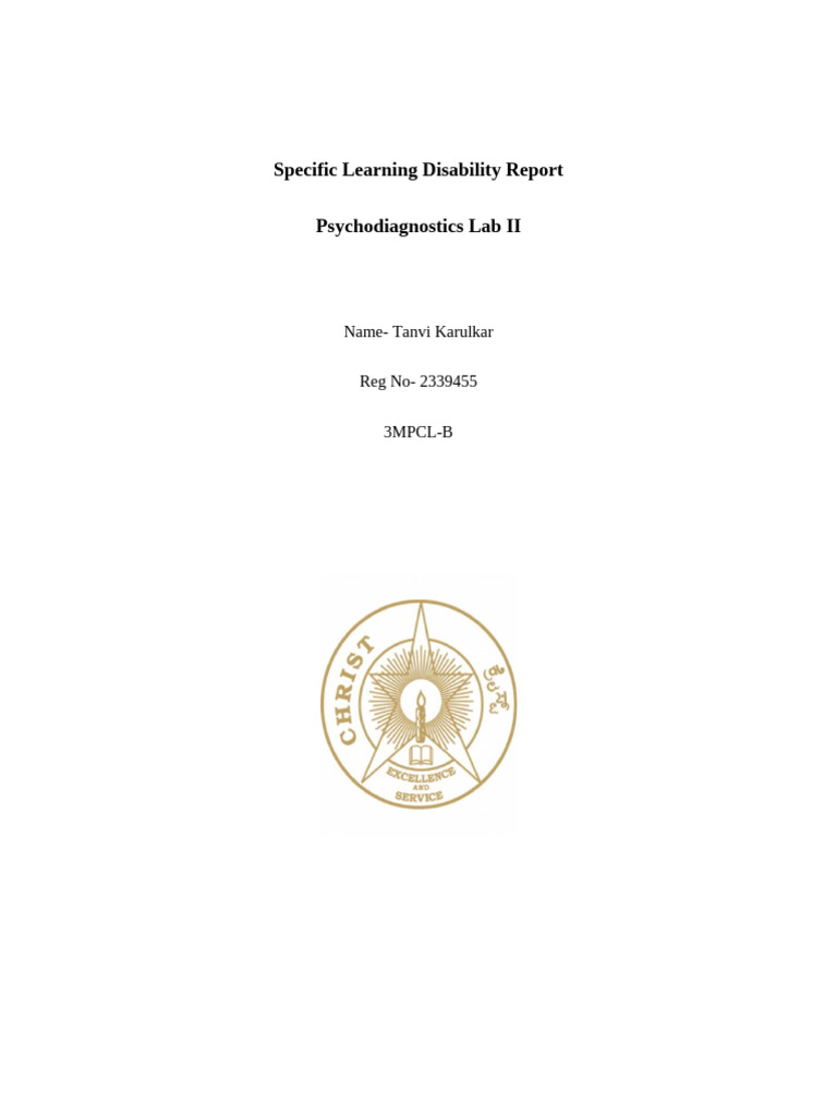 Specific Learning Disability Report | PDF | Mental Disorder | Mental Health