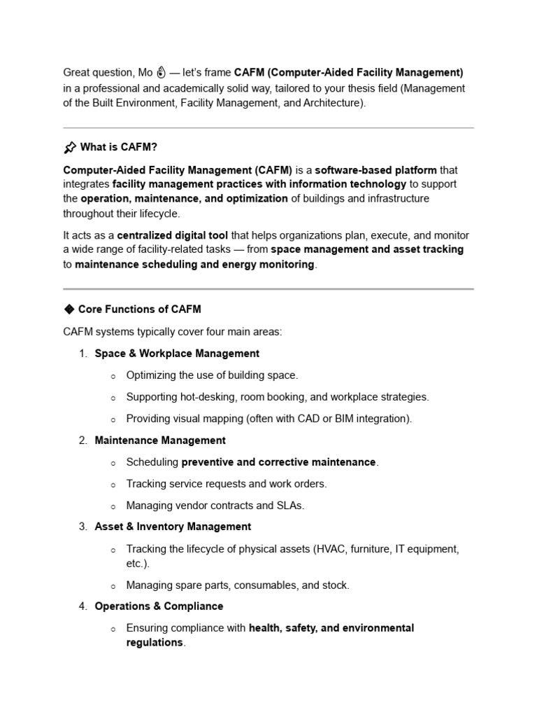 CAFM System Overview and Benefits | PDF | Building Information Modeling ...