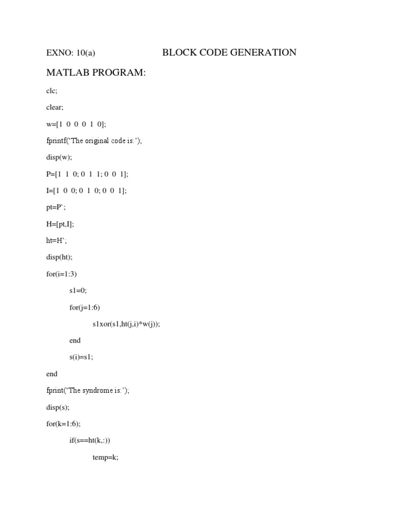 MATLAB Programs for Coding Techniques | PDF | Modulation | Data ...