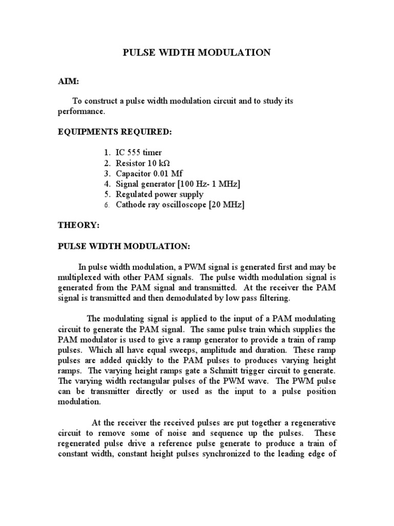 Pulse Width Modulation Circuit Design | PDF | Modulation | Electronic ...
