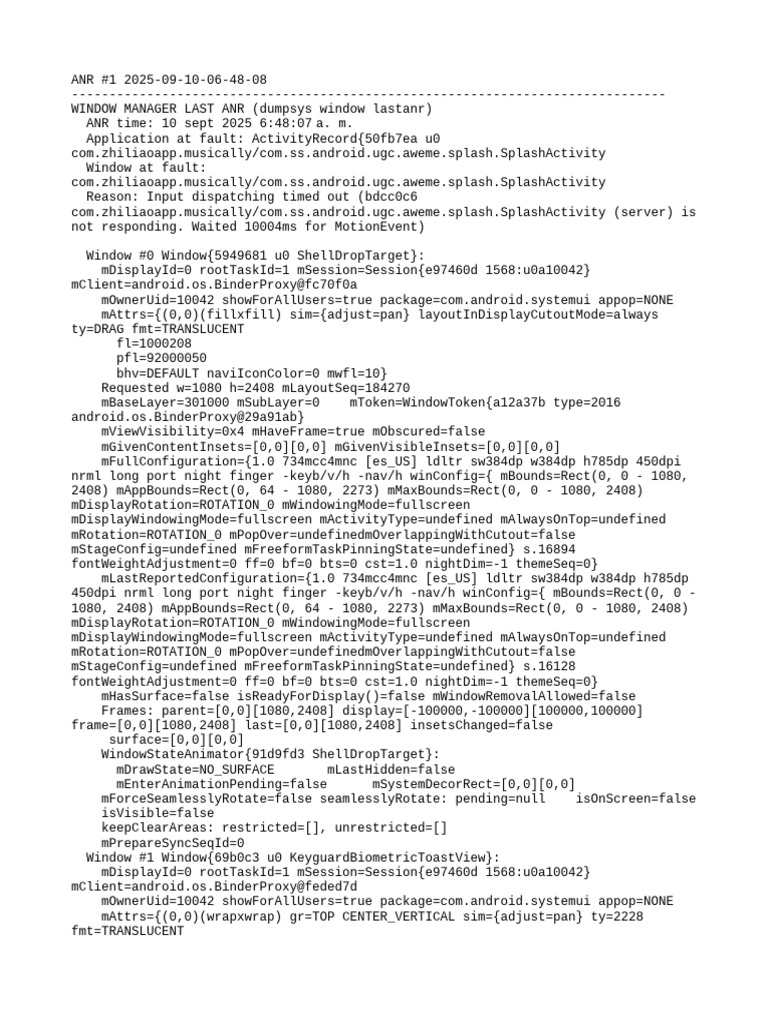 ANR Report for Zhiliao App Activity | PDF | System Software | Software