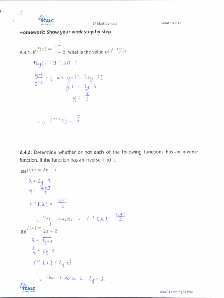 L4 Math Homework | PDF