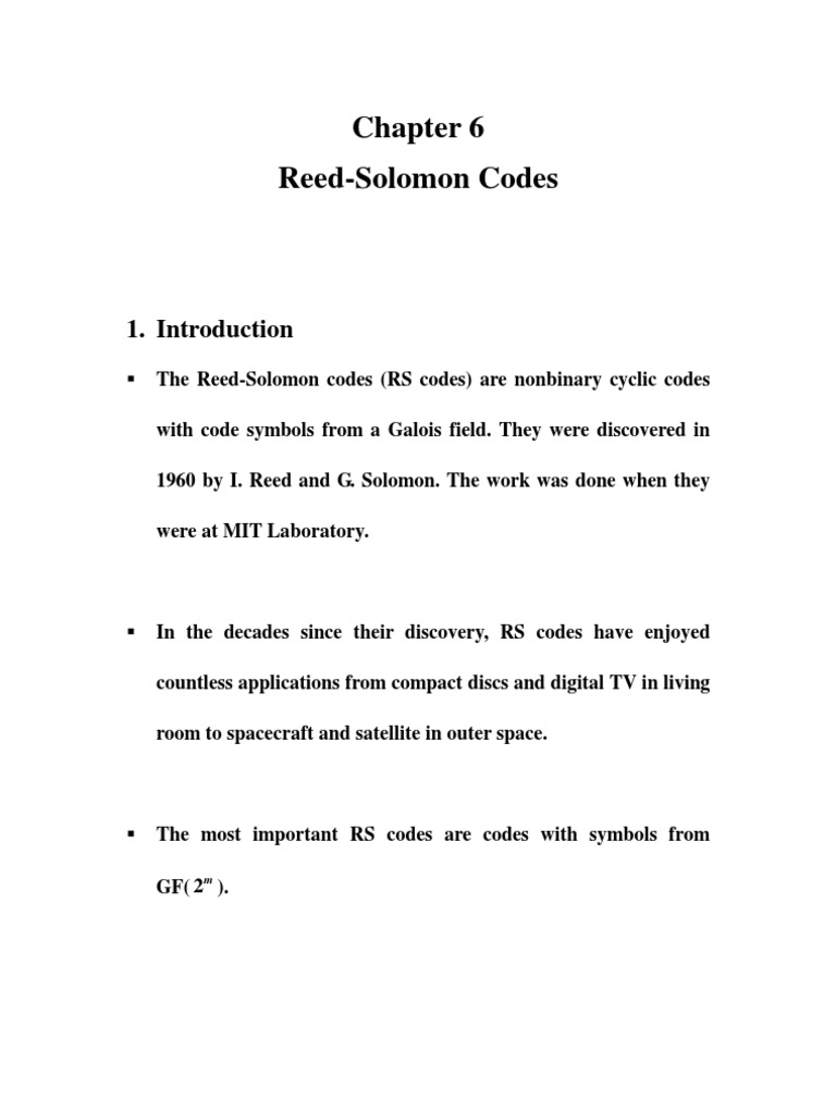 Reed-Solomon Codes Overview | PDF | Discrete Mathematics | Computer Data