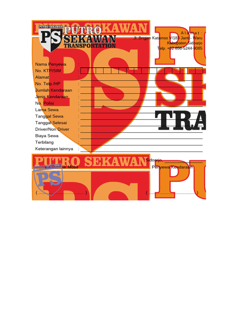 Contoh Nota Rental Mobil Sidoarjo | PDF