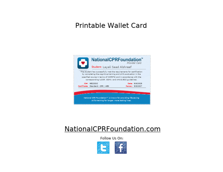 CPR/AED Certification Provider Card | PDF