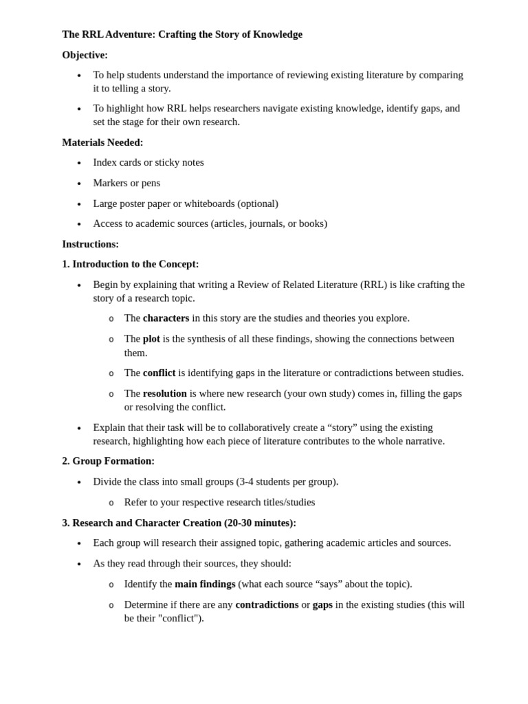 RRL as a Narrative Adventure | PDF | Narrative | Storytelling