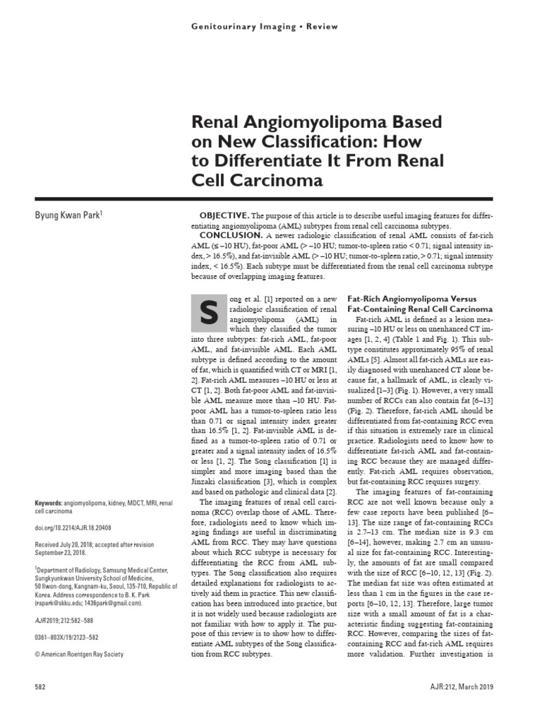 Differentiating AML from RCC Imaging | PDF | Cancer | Medical Specialties