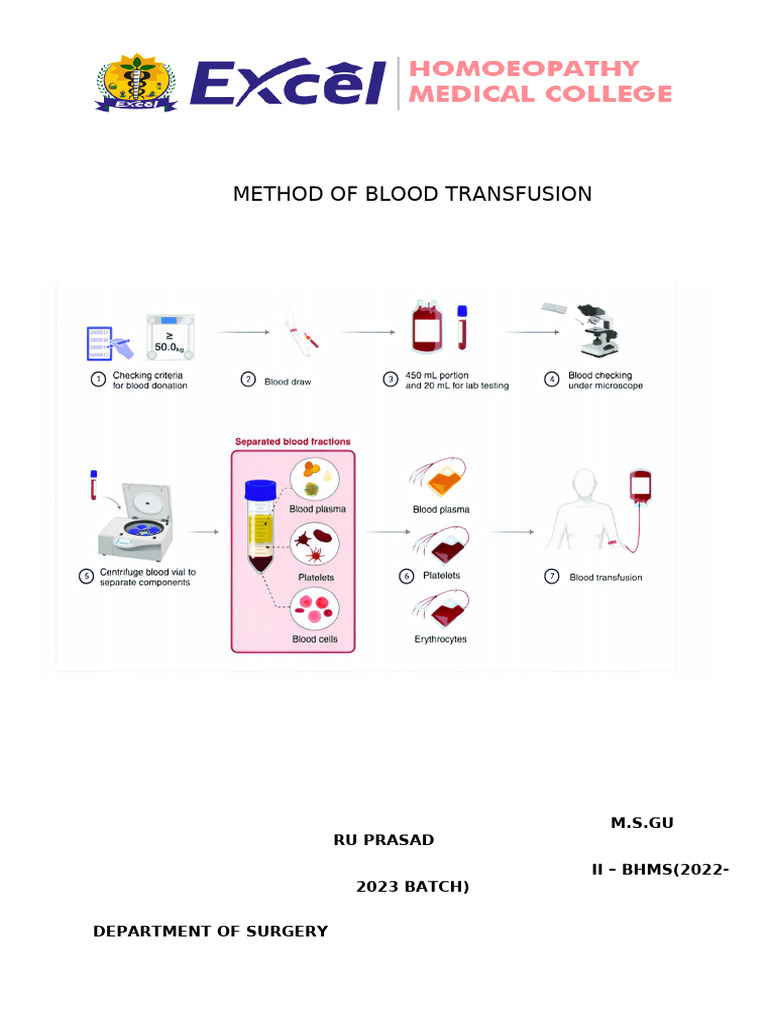 Blood Transfusion Methods Overview | PDF