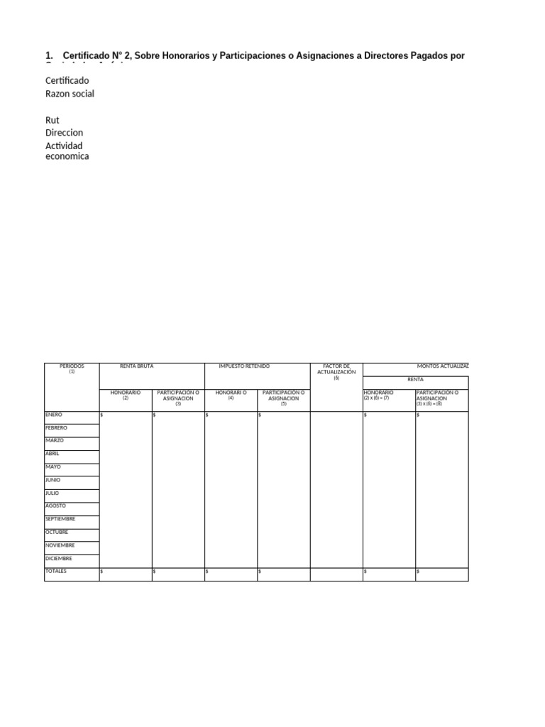 Certificado de Honorarios y Retenciones | PDF | Economias
