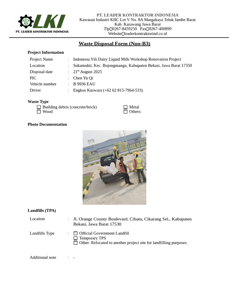Waste Disposal Form - 16.09.2025 | PDF
