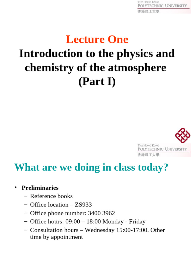 Atmospheric Physics and Chemistry Overview | PDF | Atmosphere Of Earth ...