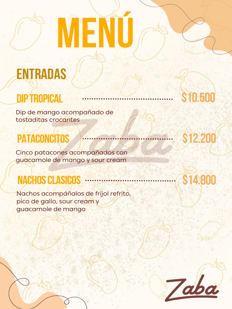Menu Zaba | PDF | Pizza | Cocinando