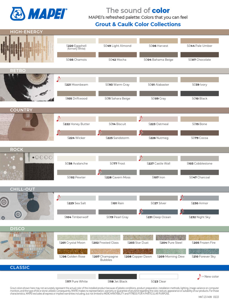 MAPEI Grout Color Chart 2025 | PDF
