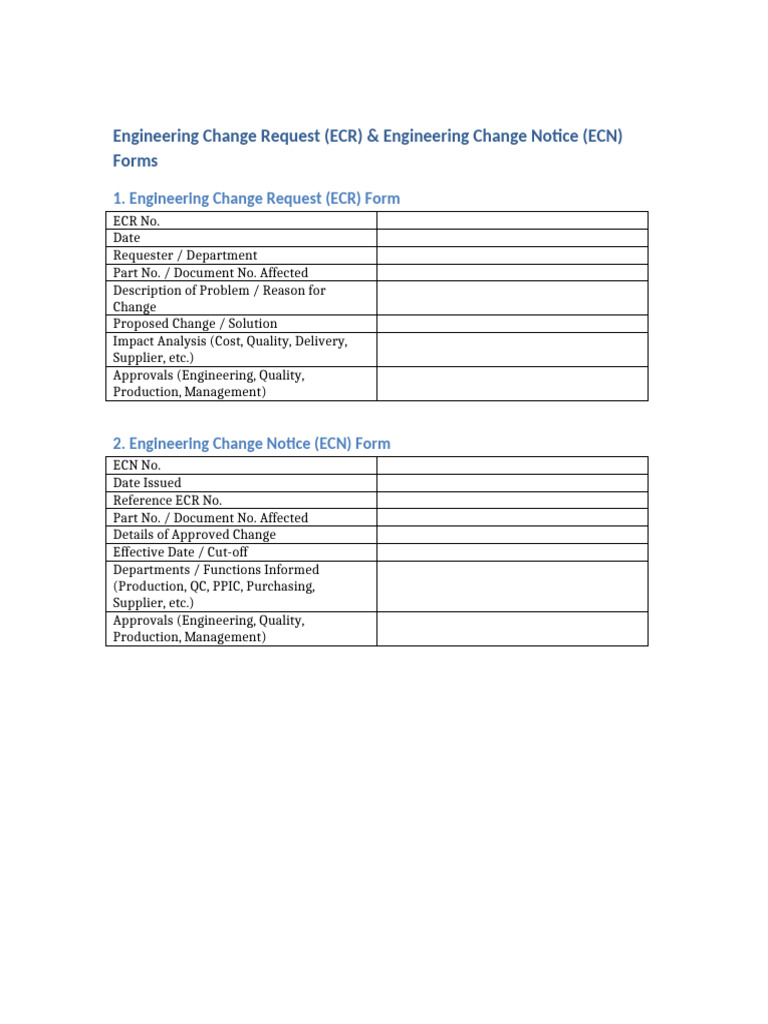 Ecr Ecn Form | PDF
