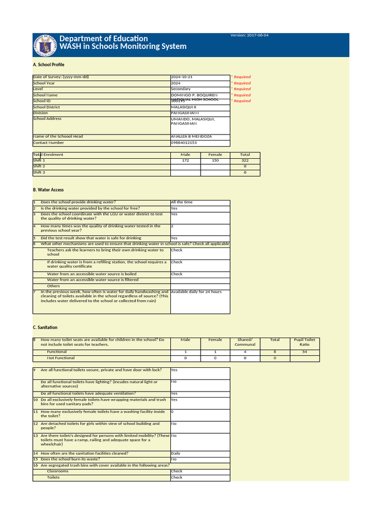 WinS Monitoring System - DOMINGOPBOQUIRENNHS2024 | PDF | Hand Washing ...