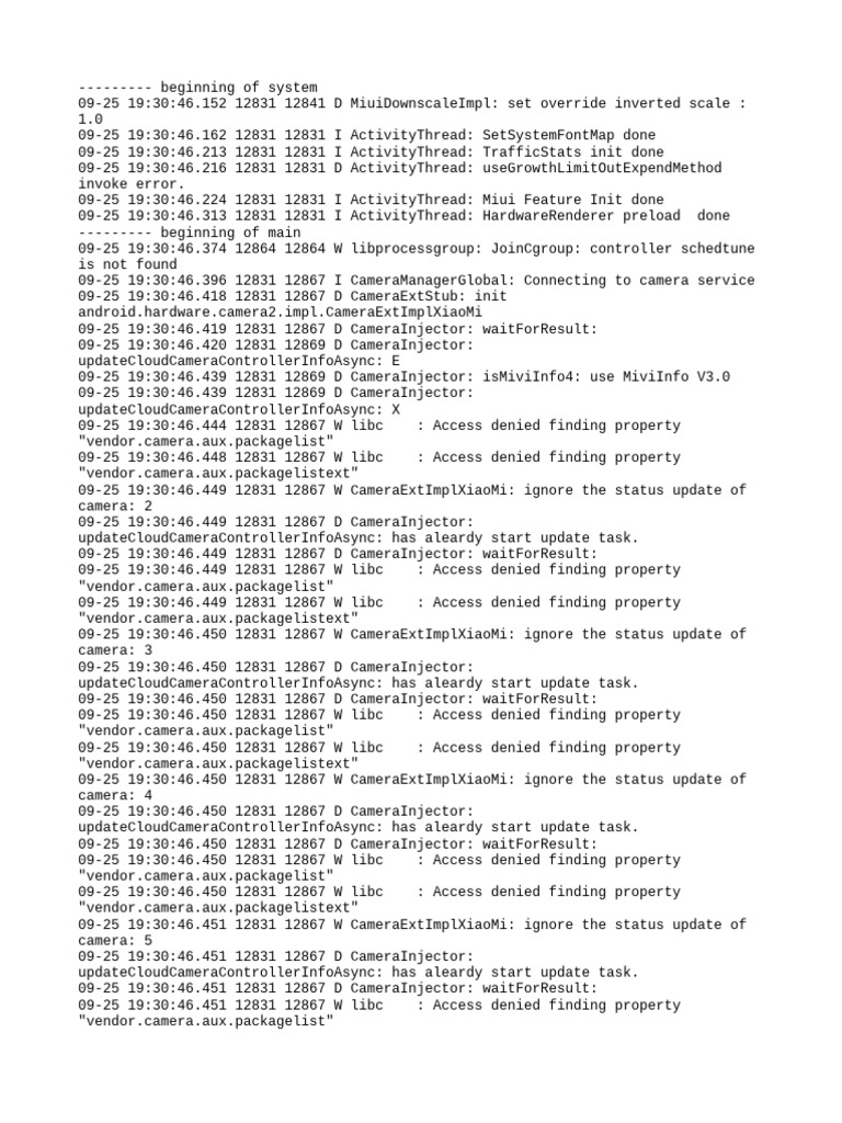 Camera Initialization Log Analysis | PDF | Computer Programming | Computing