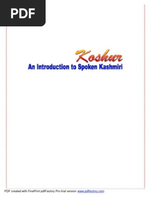 Koshur An Introduction To Spoken Kashmiri Linguistics Languages