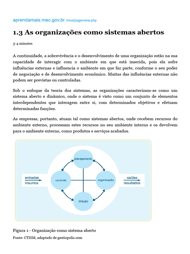 Organizações como Sistemas Abertos | PDF | Teoria dos Sistemas | Sistema