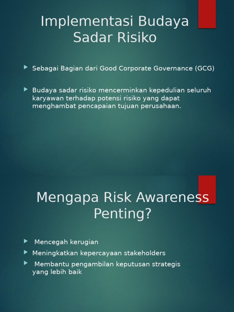 Implementasi Budaya Sadar Risiko | PDF