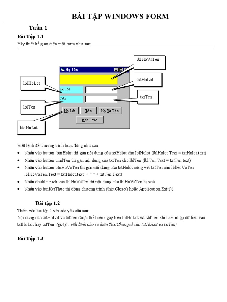 Bai Tap Windows Form | PDF