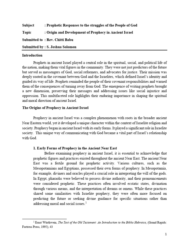 Origins of Prophecy in Ancient Israel | PDF | Prophet | Prophecy