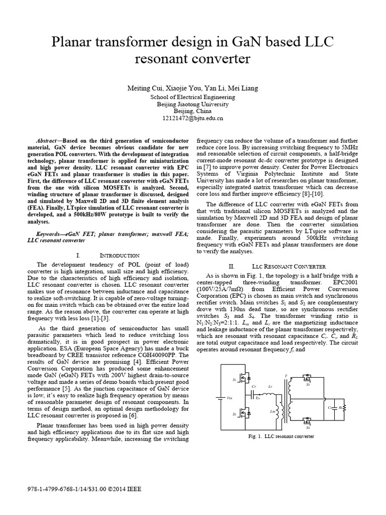 Planar Transformer Design for LLC Converters | PDF | Transformer ...