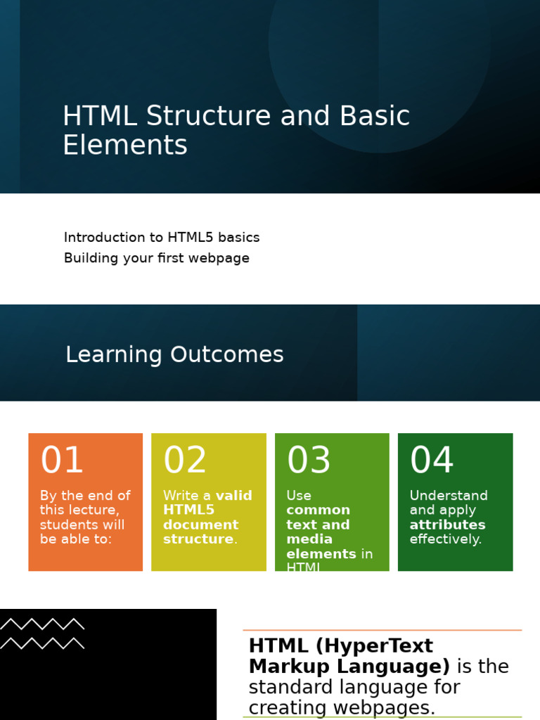 HTML5 Basics: Structure & Elements Guide | PDF | Html | Html Element