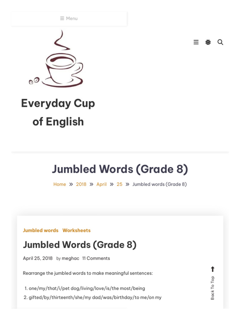 Jumbled Sentences for Grade 8 | PDF | Chess Openings | Chess
