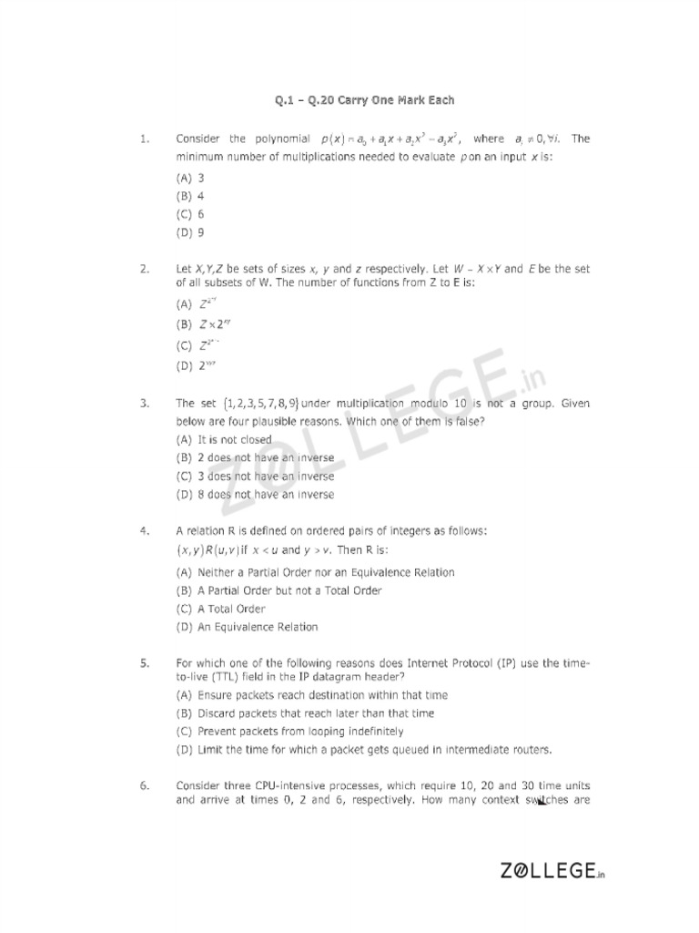 GATE 2006 CS Question Paper Question Paper PDF | PDF