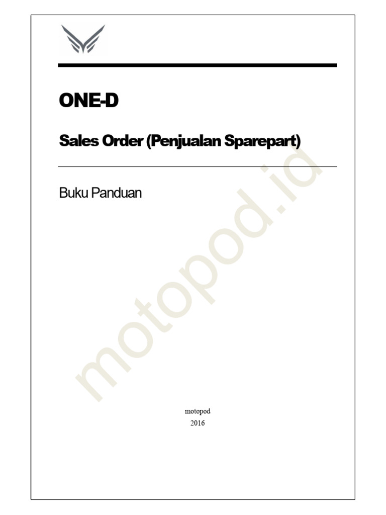 Sales Order (Penjualan Sparepart) | PDF