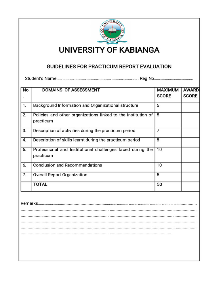 Kabianga Practicum Report Guidelines | PDF
