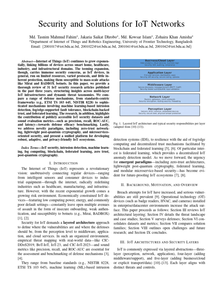 IoT Network Security Solutions Review | PDF | Internet Of Things ...
