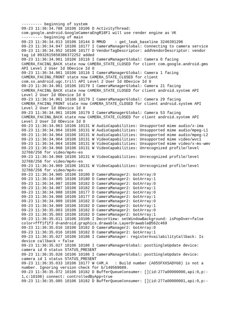 Camera Service Connection Logs | PDF | Computing | System Software