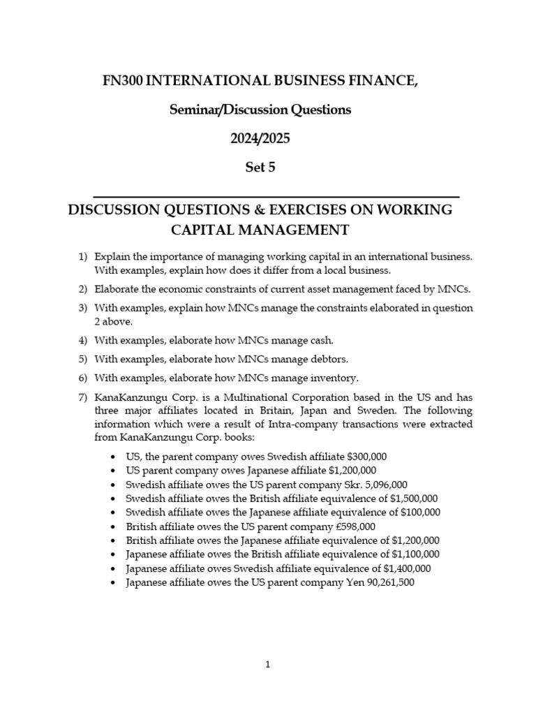 Seminar Questions - Set 5 | PDF