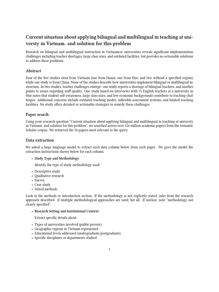 Bilingual Teaching Challenges in Vietnam | PDF | Methodology ...