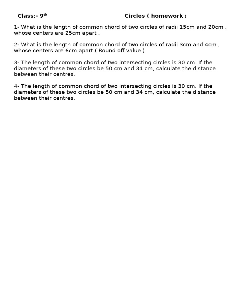 Common Chord Problems for 9th Grade | PDF